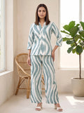 Sage Green Wave Print Co-Ord Set Indoor Lifestyle
