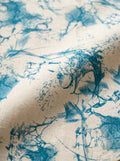 teal abstract print cotton flax fabric detail