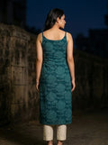 teal strappy kurta floral print back