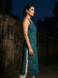 teal strappy kurta side view