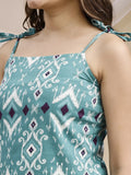 turquoise ikat cotton print detail