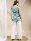 turquoise ikat strappy kurti back