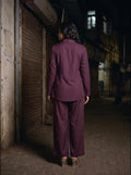 wine solid viscose co ord set back